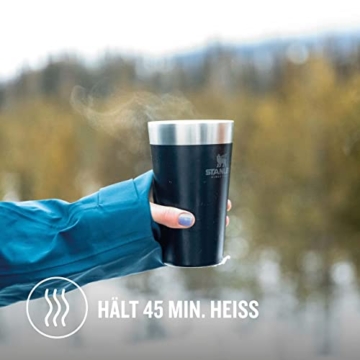Stanley Adventure Stacking Bierkrug 473 ml - Edelstahl Thermobecher Hält 4 Stunden Kalt - BPA-Frei - Stapelbare Doppelwandiger, Vakuumisolierter Thermotasse - Spülmaschinenfest - Matte Black - 6