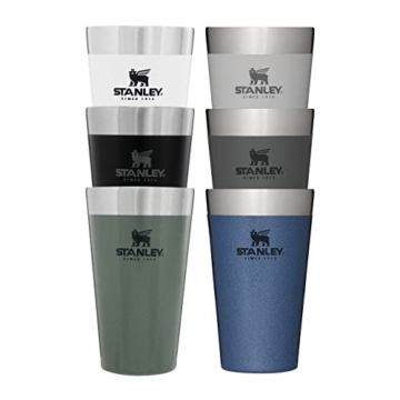 Stanley Adventure Stacking Bierkrug 473 ml - Edelstahl Thermobecher Hält 4 Stunden Kalt - BPA-Frei - Stapelbare Doppelwandiger, Vakuumisolierter Thermotasse - Spülmaschinenfest - Matte Black - 9