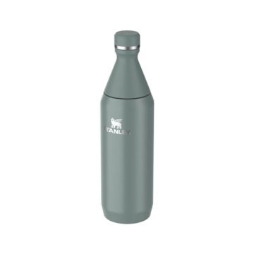Stanley All Day Slim Trinkflasche Edelstahl 0.6L - Thermosflasche Kühlt 6 Stunden - 11 Stunden Eisgekühlt - BPA-Frei - Auslaufsichere Wasserflasche - Spülmaschinenfest - Shale - 7