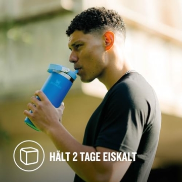 Stanley Flip Straw Tumbler 1.0 Trinkflasche Mit Strohhalm 0.89L - Thermosflasche Hält 12+ Stunden Kalt - Spülmaschinenfest - Sportflasche - Wasserflasche BPA Frei - Azure - 3
