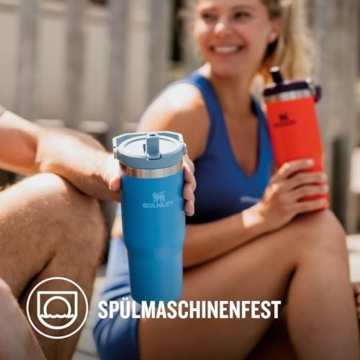 Stanley Flip Straw Tumbler 1.0 Trinkflasche Mit Strohhalm 0.89L - Thermosflasche Hält 12+ Stunden Kalt - Spülmaschinenfest - Sportflasche - Wasserflasche BPA Frei - Azure - 5