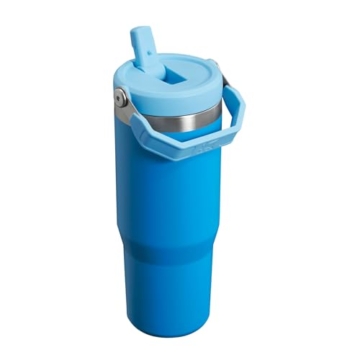 Stanley Flip Straw Tumbler 1.0 Trinkflasche Mit Strohhalm 0.89L - Thermosflasche Hält 12+ Stunden Kalt - Spülmaschinenfest - Sportflasche - Wasserflasche BPA Frei - Azure - 6