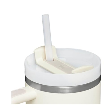 Stanley Quencher H2.0 Flowstate Trinkflasche Mit Strohhalm 1.2L - Thermobecher Kühlt 11 Stunden - 48 Stunden Eisgekühlt - Spülmaschinenfest - Thermosflasche BPA Frei - Edelstahl Trinkbecher - Cream - 10