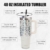 SUNTQ 1180ml Tumbler mit Griff, Doppelwandige Vakuum Isolierte Wasserflasche mit Stroh und Deckel, Edelstahl Reise Kaffeebecher, Thermische Tasse für Getränke, Fit in Becherhalter(Off-white/Leopard) - 2
