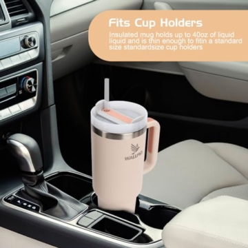 WALLFID 40oz Thermobecher aus Edelstahl, Vakuum-Isoliert mit Deckel, 3 Strohhalmen und 1 Strohhalm Bürste, Für Heiß- und Kaltgetränke, Ideal für Kaffee, Tee, Smoothies und Mehr(Rosenquarz) - 5