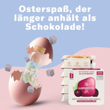 waterdrop® Glasflasche 1 Liter inkl. 18 zuckerfreie Drops - Ostergeschenke für Erwachsene - Probierpaket mit Wasserflasche & Flavor Drops - Trinkflasche Kohlensäure geeignet als Ostergeschenk - 5