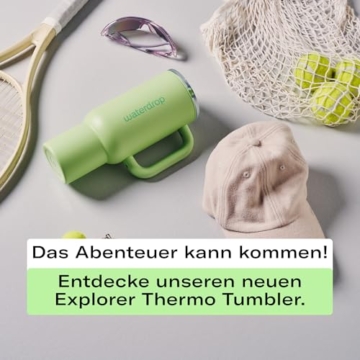 waterdrop® Trinkflasche mit Strohhalm 1,1L – Auslaufsicherer, robuster Thermobecher mit aufklappbarem Trinkhalm, Hält 12h kalt, Trinkbecher mit Deckel, isolierte Trinkflasche aus Edelstahl - 5